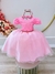 Vestido Infantil Rosa Renda Rosa Chiclete C/ Pérolas Dama (1062RS)