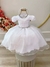 Vestido Infantil Branco Renda Damas Cinto Pérolas Tiara Luxo (1062BR)