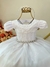 Vestido Infantil Branco Renda Damas Cinto Pérolas Tiara Luxo (1062BR) - comprar online