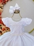 Vestido Infantil Branco Busto Nervura C/ Strass Festas (0001BC) - comprar online