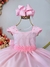 Vestido Infantil Rosa Saia Organza e Busto C/ Strass Luxo (1691RS) - comprar online