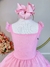 Vestido Infantil Primavera Verão Rosa Bebê Saia C/ Babado (3410RS) - loja online