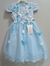 Vestido Infantil Azul C/ Renda e Aplique de Flores Borboletas (3562AB)