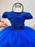 Vestido Infantil Azul Royal C/ Renda Metalizada C/ Tiara (1054AY) - comprar online