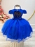 Vestido Infantil Azul Royal C/ Renda Metalizada C/ Tiara (1054AY) na internet