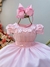 Vestido Infantil Rosa Bebê C/ Busto Tule e Aplique de Flores (3602RS) - comprar online