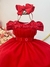 Vestido Infantil Vermelho C/ Busto Tule e Aplique de Flores (3602VM) - comprar online