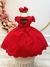 Vestido Infantil Vermelho C/ Busto Tule e Aplique de Flores (3602VM) na internet