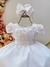 Vestido Infantil Branco C/ Busto Tule e Aplique de Flores (3602BC) - comprar online