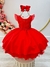 Vestido Infantil Vermelho Luxo C/ Renda e Cinto de Pérolas (7001VM)