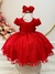 Vestido Infantil Vermelho Tule C/ Bolinhas e Cinto Pérolas (1738VP)