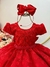 Vestido Infantil Vermelho Tule C/ Bolinhas e Cinto Pérolas (1738VP) - comprar online