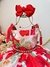 Vestido Infantil Vermelho Florido Luxo C/ Cinto de Pérolas (1748VR) - comprar online