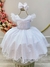 Vestido Infantil Branco Luxo C/ Cinto de Strass (4217BR)