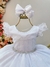 Vestido Infantil Branco Luxo C/ Cinto de Strass (4217BR) - comprar online