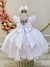 Vestido Infantil Branco Luxo C/ Cinto de Strass (4217BR) na internet