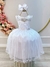 Vestido Infantil Branco C/ Renda Metalizada e Tule Glitter (2109BS)