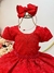 Vestido Infantil Vermelho Tule C/ Renda Florido Cinto de Pérolas (1739VM) - comprar online