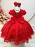 Vestido Infantil Vermelho Tule C/ Renda Florido Cinto de Pérolas (1739VM) na internet