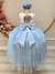 Vestido Infantil Off White Saia Azul Claro C/ Renda e Broche (4578AZ) na internet