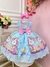 Vestido Infantil Unicórnio Arco Iris Azul C/ Cinto Festa (0711AR) - comprar online