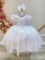 Vestido Infantil Branco Luxo C/ Renda e Strass Daminhas (2484BR)