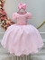 Vestido Infantil Rosa Claro Busto Nervura Strass Daminhas (3555RS)