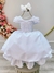 Vestido Infantil Branco Busto C/ Apliques de Flores Renda (0500BR)