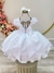 Vestido Infantil Branco Busto C/ Apliques de Flores Renda (0500BR) na internet