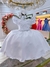 Vestido Infantil Branco Busto Nervura C/ Pérolas Casamentos (7509BR)