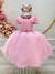 Vestido Infantil Rosa Busto Nervura Strass Daminhas (3555RE)