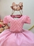 Vestido Infantil Rosa Busto Nervura Strass Daminhas (3555RE) - comprar online