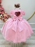 Vestido Infantil Rosa Busto Nervura Strass Daminhas (3555RE) na internet