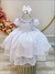 Vestido Infantil Branco Busto Nervura e Tule Pipoquinha (1777BR)