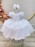 Vestido Infantil Branco Com Busto Nervura Pérolas e Glitter (2027BR)