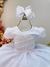 Vestido Infantil Branco Com Busto Nervura Pérolas e Glitter (2027BR) - comprar online