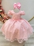 Vestido Infantil Rosa Claro Tule C/ Bolinhas e Pérolas Luxo (1738RS)