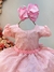 Vestido Infantil Rosa Claro Tule C/ Bolinhas e Pérolas Luxo (1738RS) - comprar online