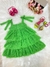 Vestido Infantil Verde de Alça e Com Plumas Luxo (3419VD) - comprar online