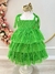 Vestido Infantil Verde de Alça e Com Plumas Luxo (3419VD) - Gabi Boutiquekids