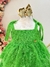 Vestido Infantil Verde de Alça e Com Plumas Luxo (3419VD) - loja online