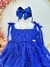 Imagem do Vestido Infantil Azul Royal de Alça e Com Plumas Luxo (3520AR)