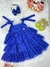 Vestido Infantil Azul Royal de Alça e Com Plumas Luxo (3520AR) - comprar online