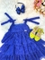 Vestido Infantil Azul Royal de Alça e Com Plumas Luxo (3520AR) na internet