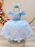 Vestido Infantil Azul Claro C/ Tiara e Renda Casamento Luxo (1053AF)