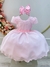 Vestido Infantil Rosa Claro C/ Busto Nervura Pérolas Daminha (1089RS)