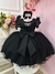 Vestido Infantil Preto Com Apliques de Flores Daminha Luxo (1370PT)