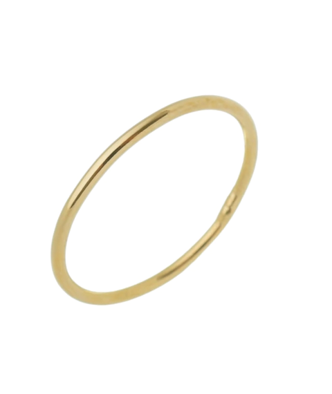 Anel minimalista aro fino liso banho de ouro 18k