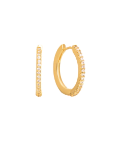 Argola click cravejada com zircônias cristais banho de ouro 18k - comprar online