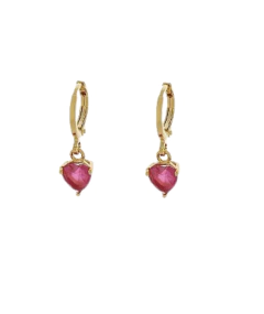 Argola click com pingente de coração rubi banho de ouro 18k - comprar online